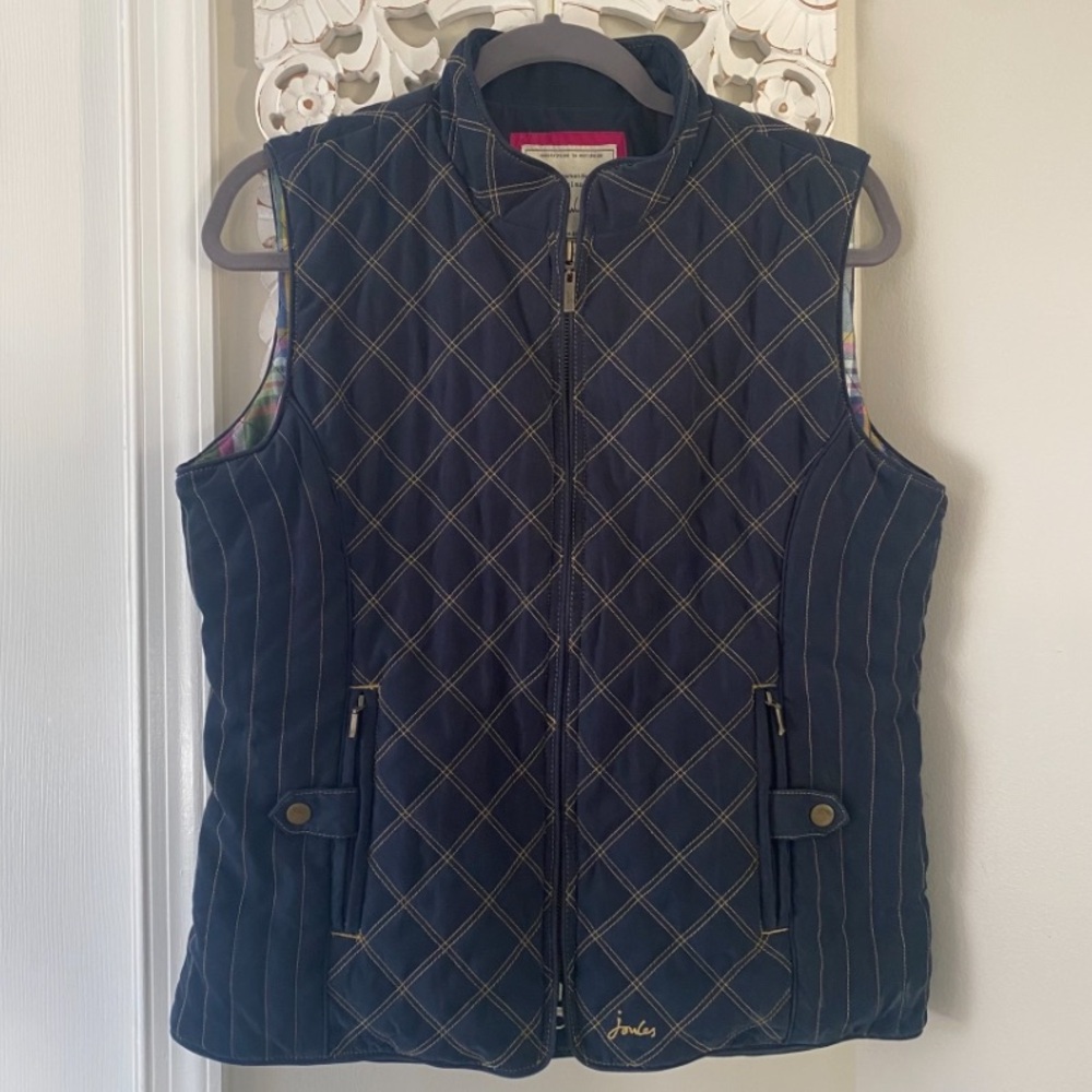 Joules Of England Chore Work Barn Quilted Fabric Equestrian Vest Preppy Sz. 10